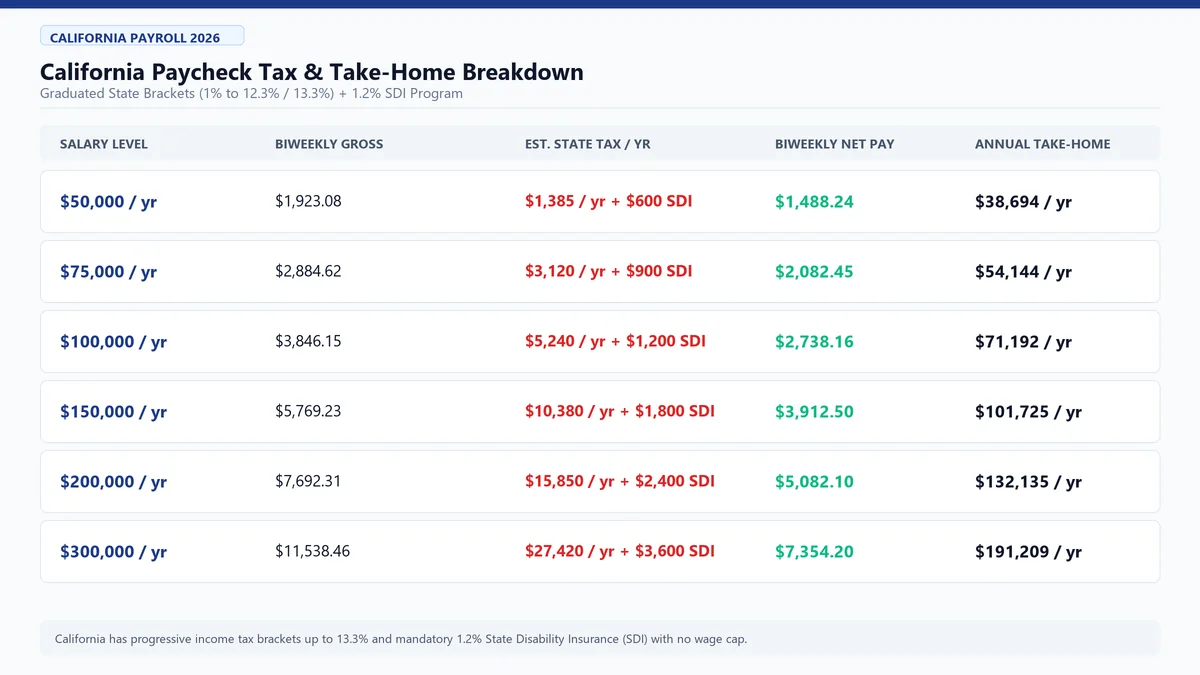 California Paycheck Calculator 2026 - State Income Tax and Take-Home Pay
