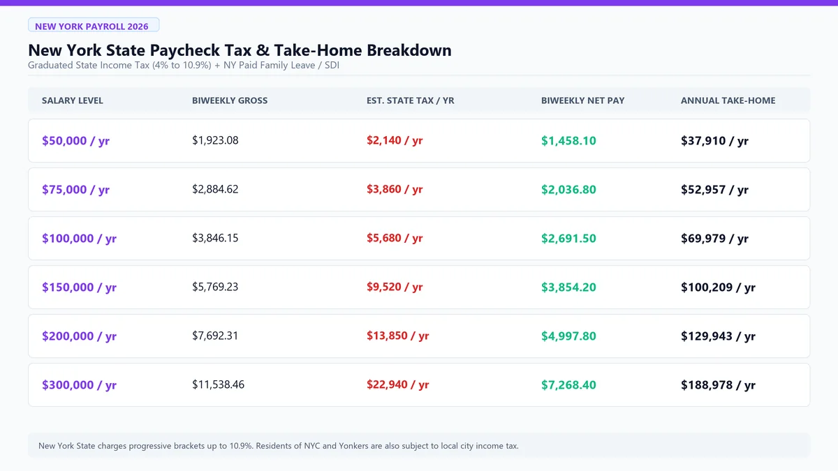 New York Paycheck Calculator 2026 - State Income Tax and Take-Home Pay